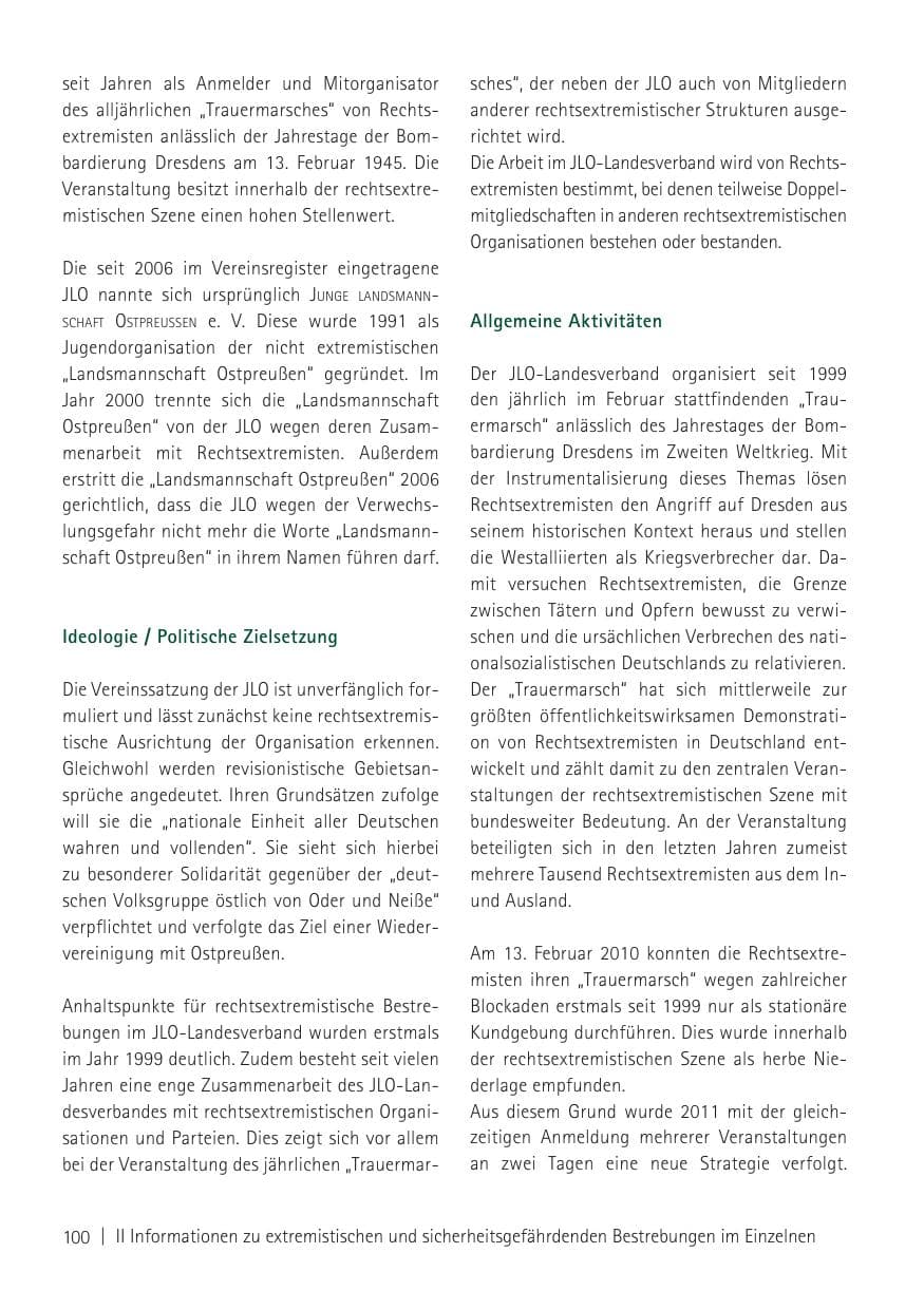 Seite 102 des Verfassungsschutzbericht 2011 Sachsen