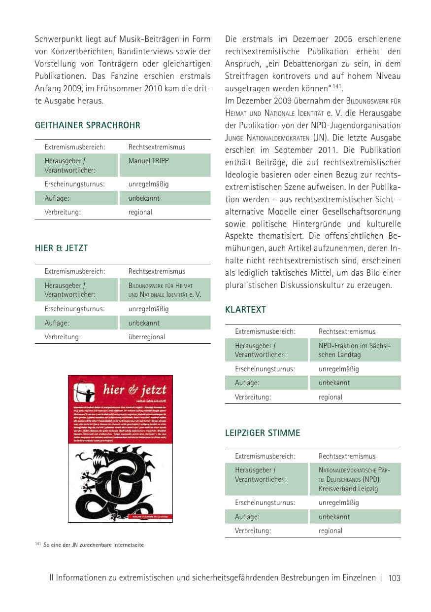Seite 105 des Verfassungsschutzbericht 2011 Sachsen