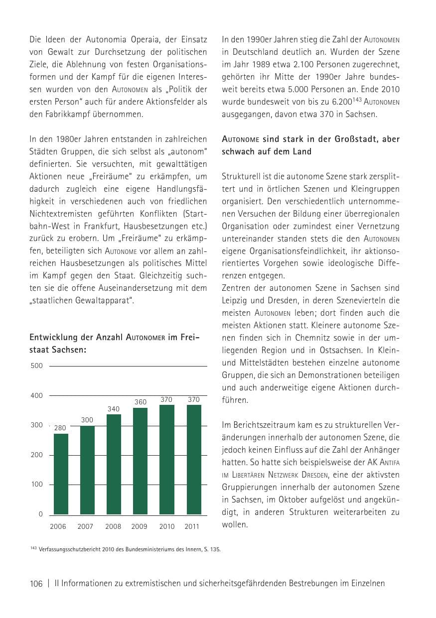 Seite 108 des Verfassungsschutzbericht 2011 Sachsen