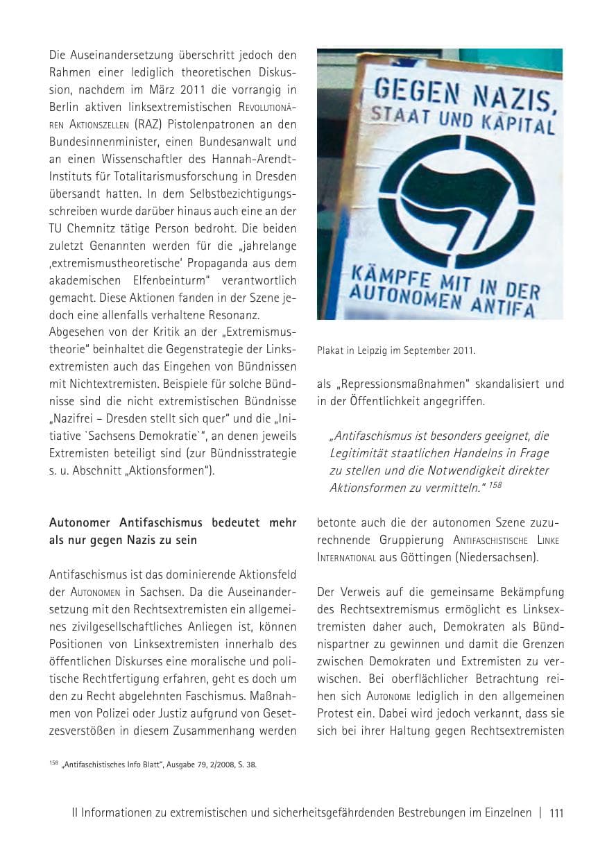 Seite 113 des Verfassungsschutzbericht 2011 Sachsen