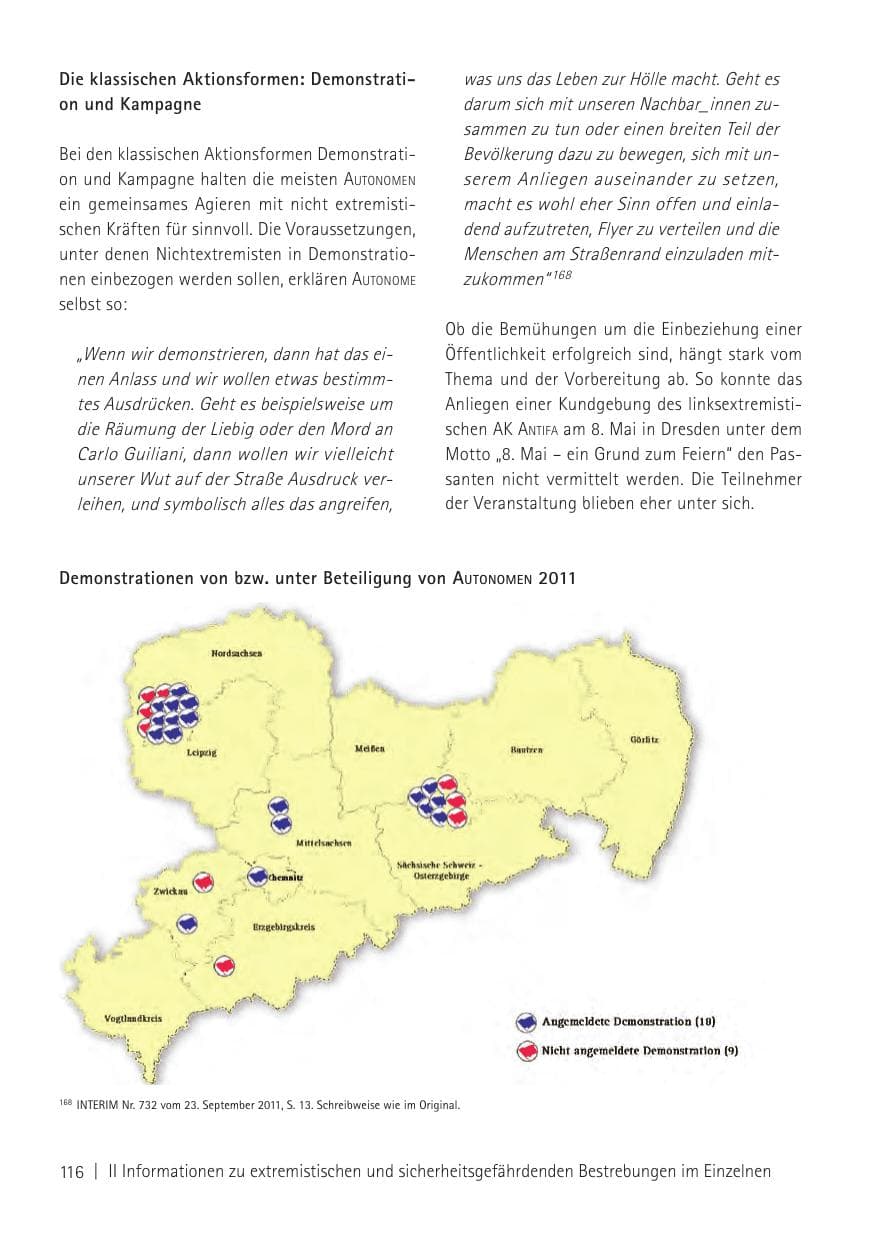 Seite 118 des Verfassungsschutzbericht 2011 Sachsen
