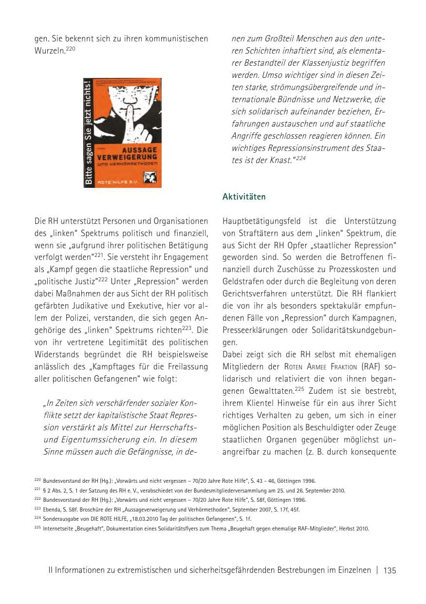 Seite 137 des Verfassungsschutzbericht 2011 Sachsen