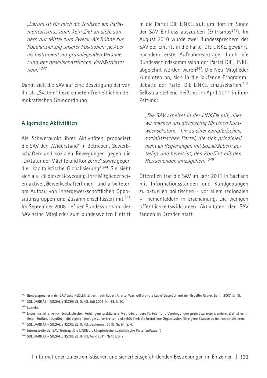 Seite 141 des Verfassungsschutzbericht 2011 Sachsen
