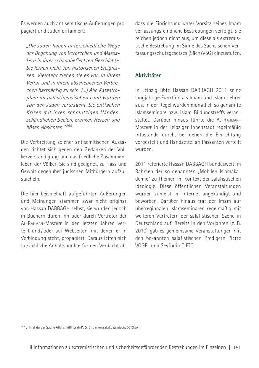 Seite 153 des Verfassungsschutzbericht 2011 Sachsen