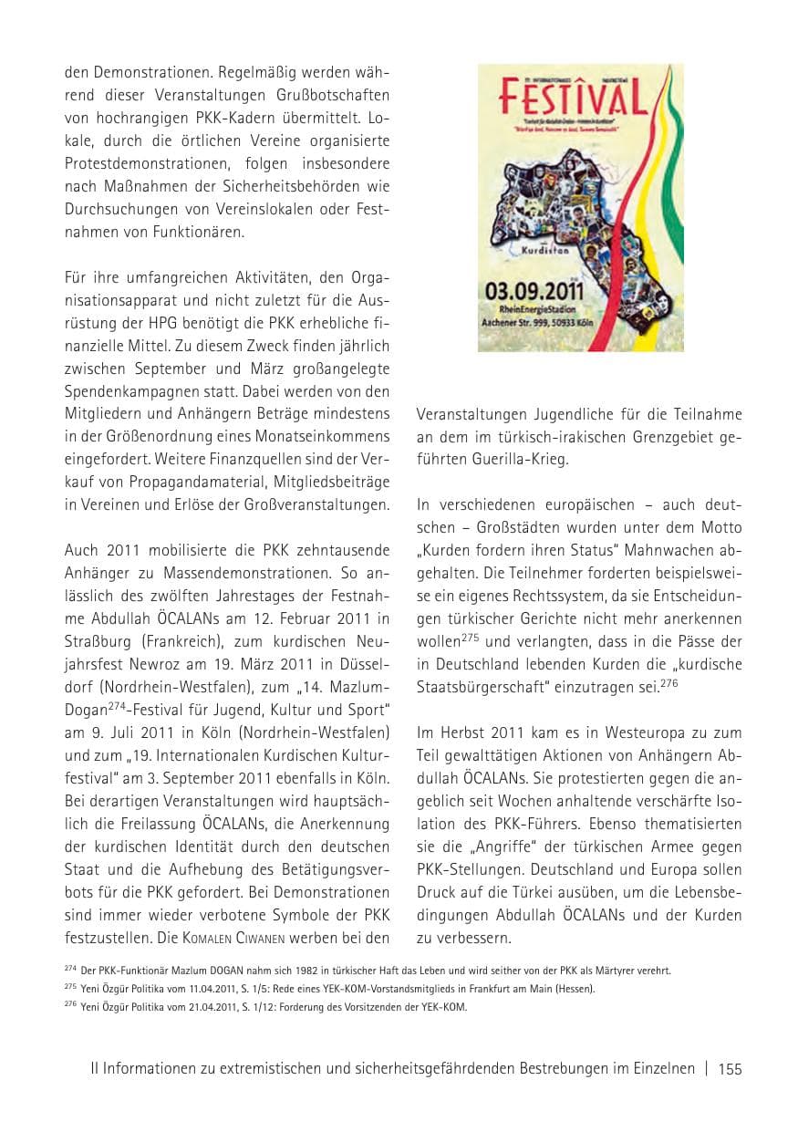 Seite 157 des Verfassungsschutzbericht 2011 Sachsen