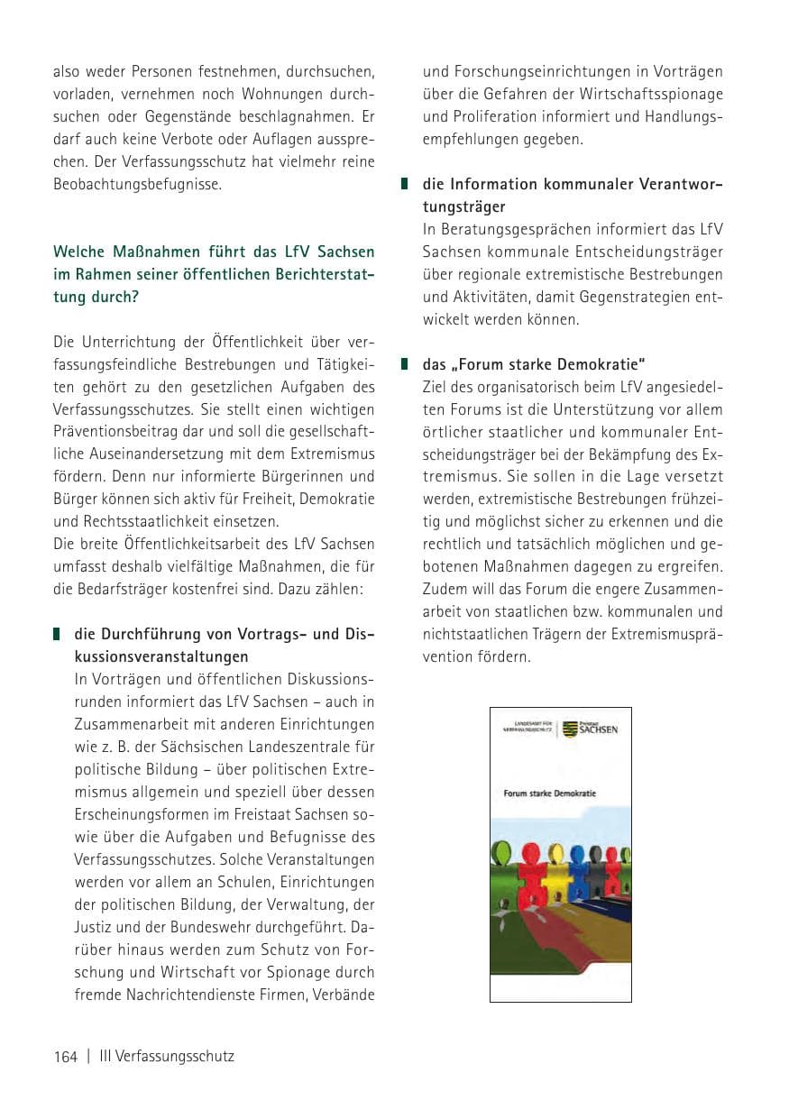 Seite 166 des Verfassungsschutzbericht 2011 Sachsen