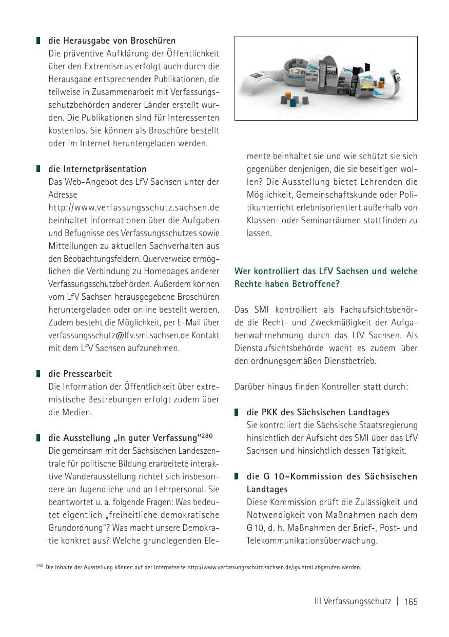 Seite 167 des Verfassungsschutzbericht 2011 Sachsen