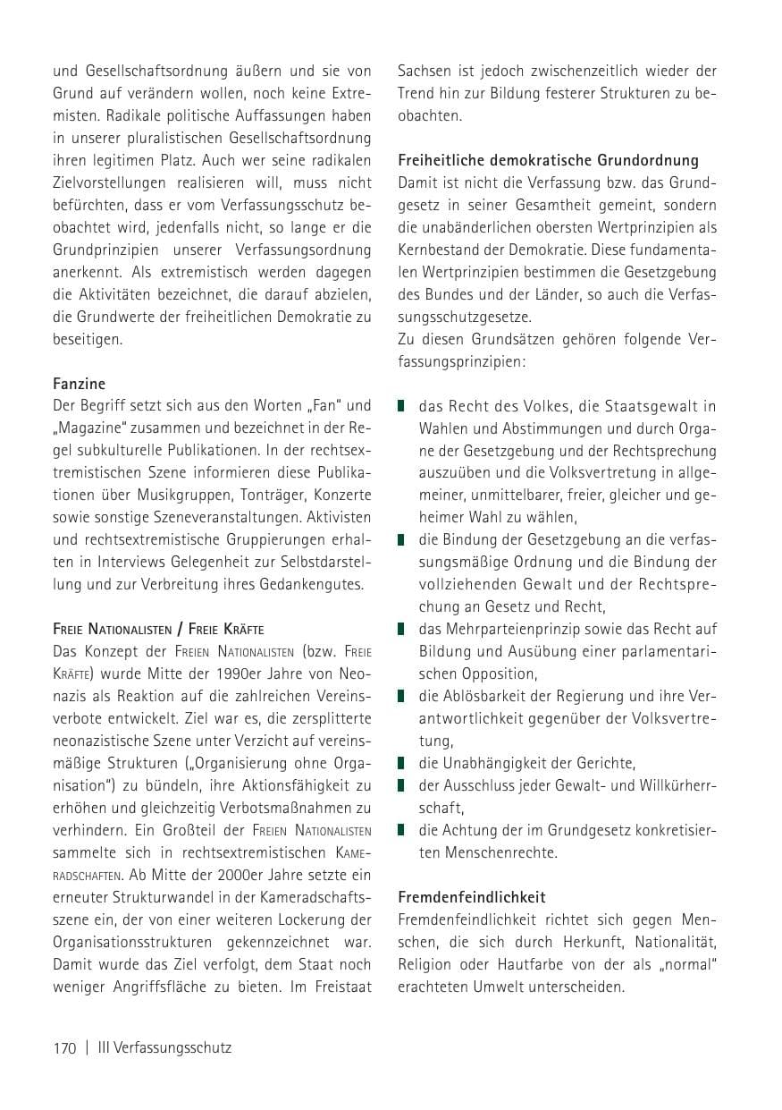 Seite 172 des Verfassungsschutzbericht 2011 Sachsen