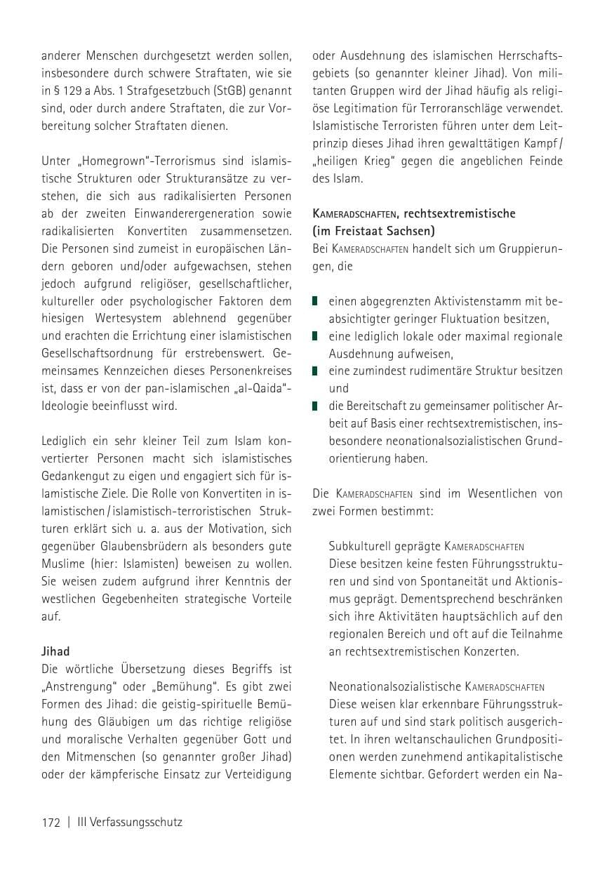 Seite 174 des Verfassungsschutzbericht 2011 Sachsen