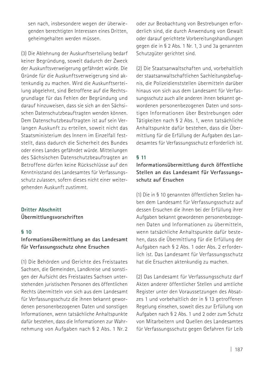 Seite 189 des Verfassungsschutzbericht 2011 Sachsen