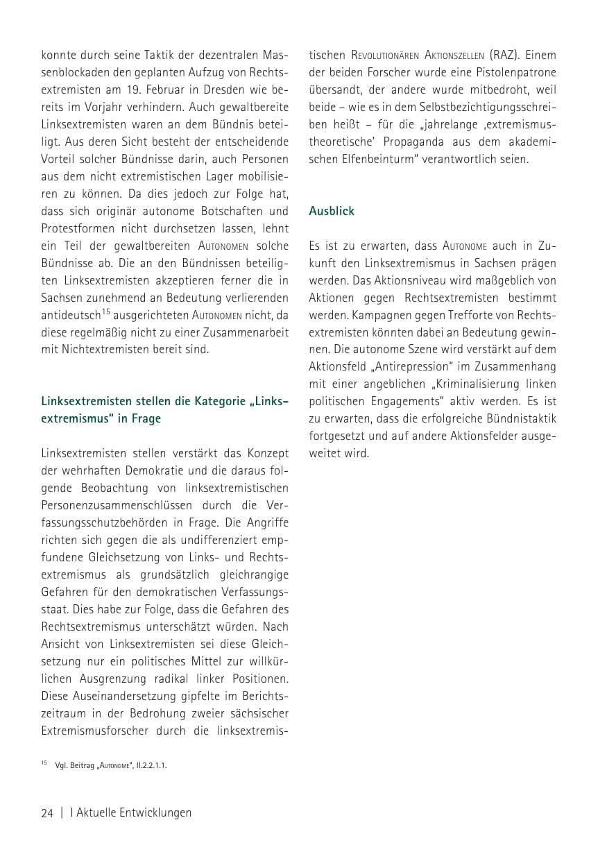 Seite 26 des Verfassungsschutzbericht 2011 Sachsen