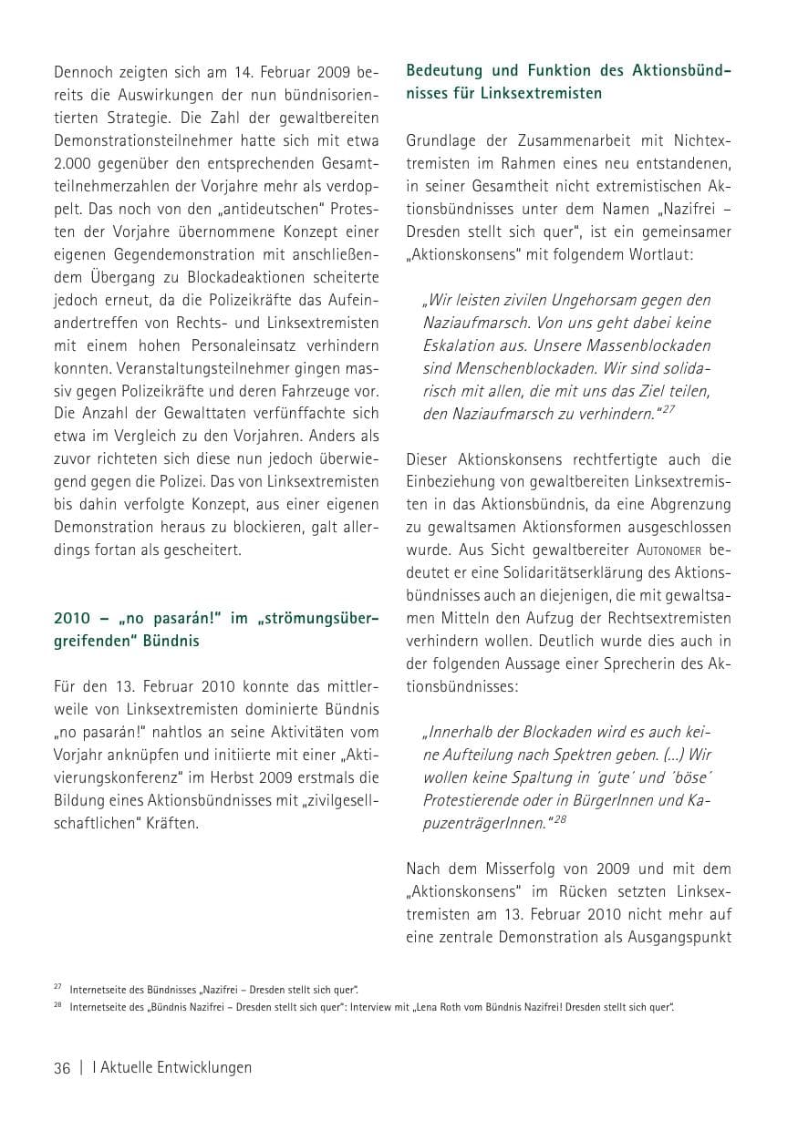 Seite 38 des Verfassungsschutzbericht 2011 Sachsen
