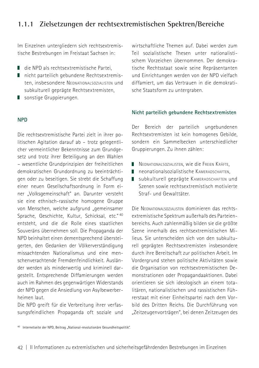 Seite 44 des Verfassungsschutzbericht 2011 Sachsen