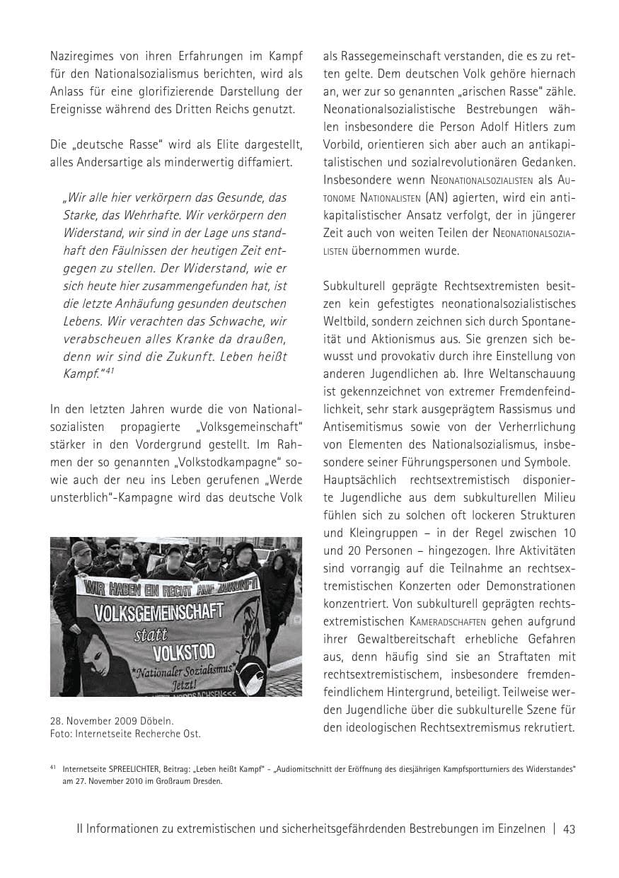 Seite 45 des Verfassungsschutzbericht 2011 Sachsen