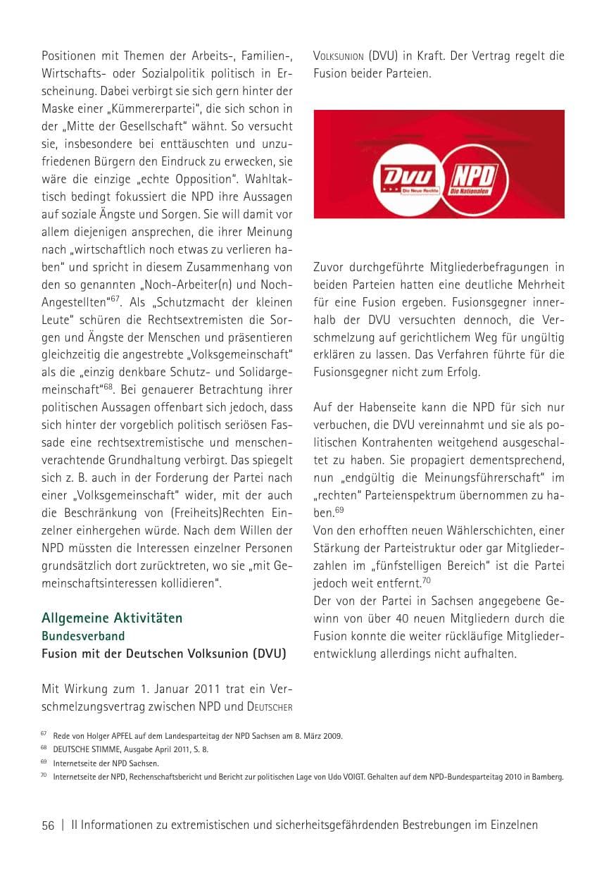 Seite 58 des Verfassungsschutzbericht 2011 Sachsen