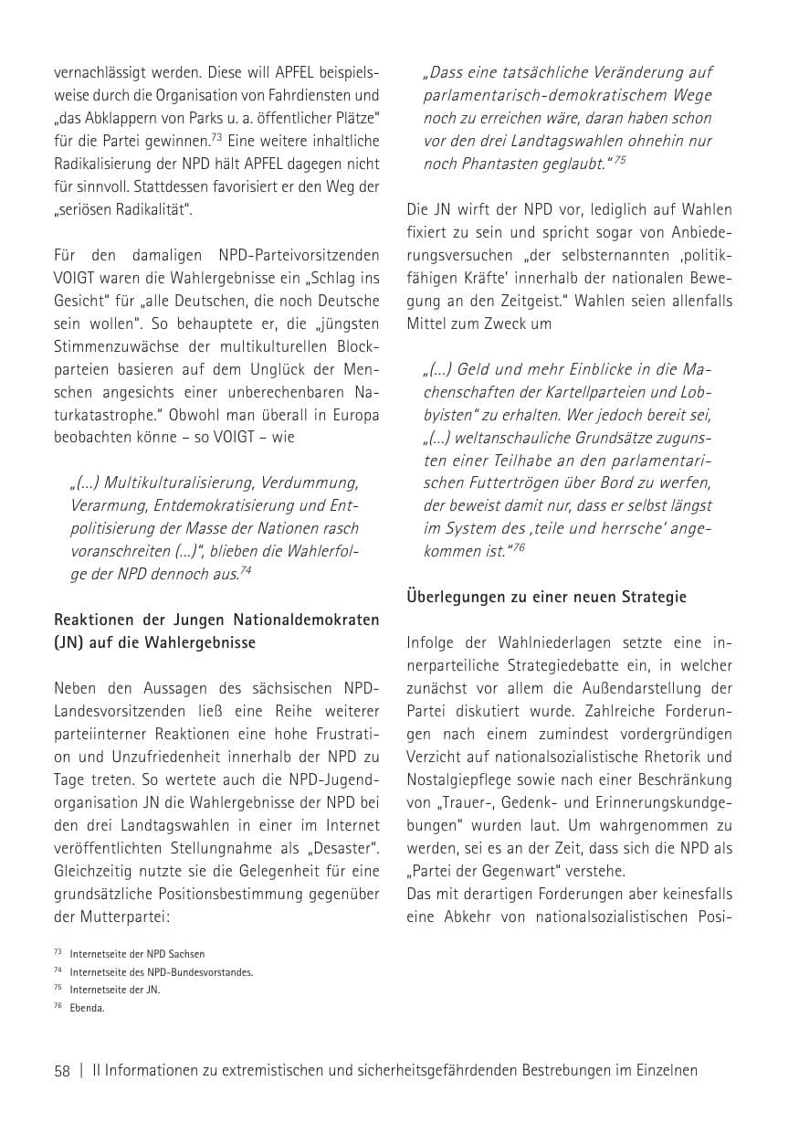 Seite 60 des Verfassungsschutzbericht 2011 Sachsen