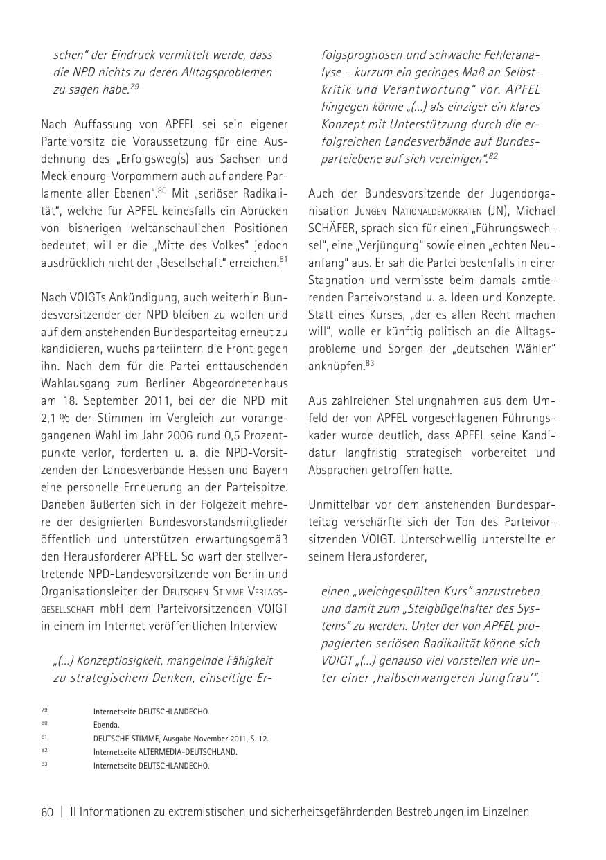 Seite 62 des Verfassungsschutzbericht 2011 Sachsen