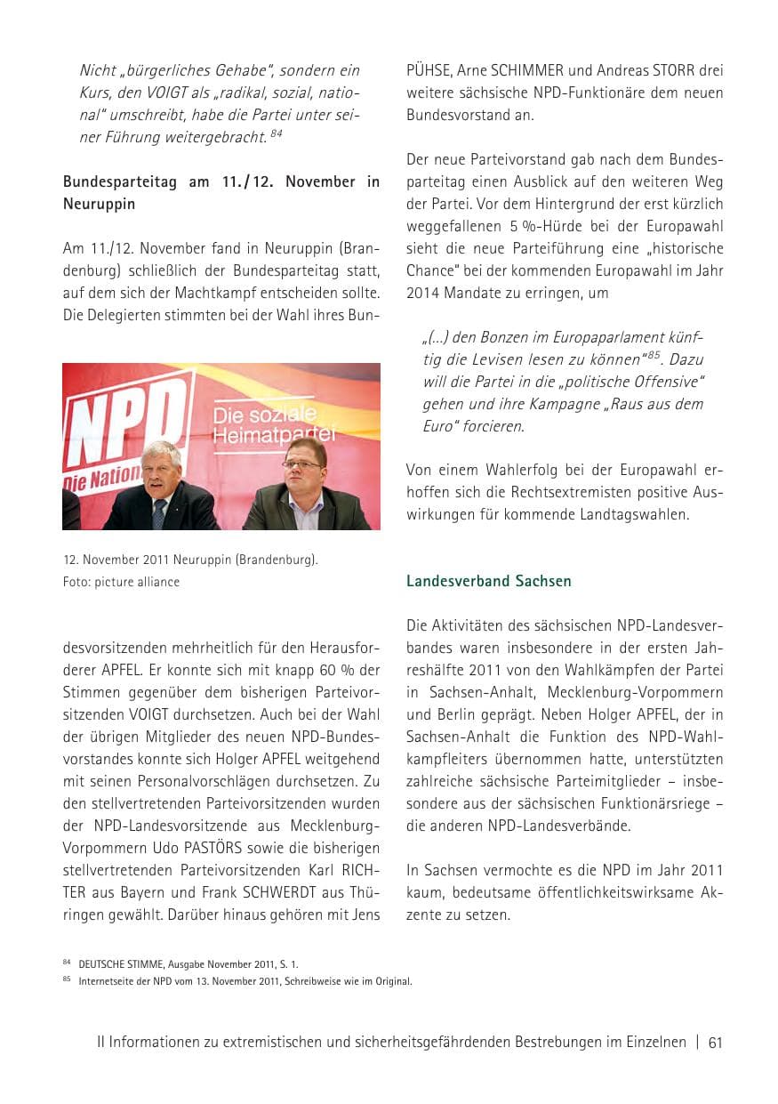 Seite 63 des Verfassungsschutzbericht 2011 Sachsen