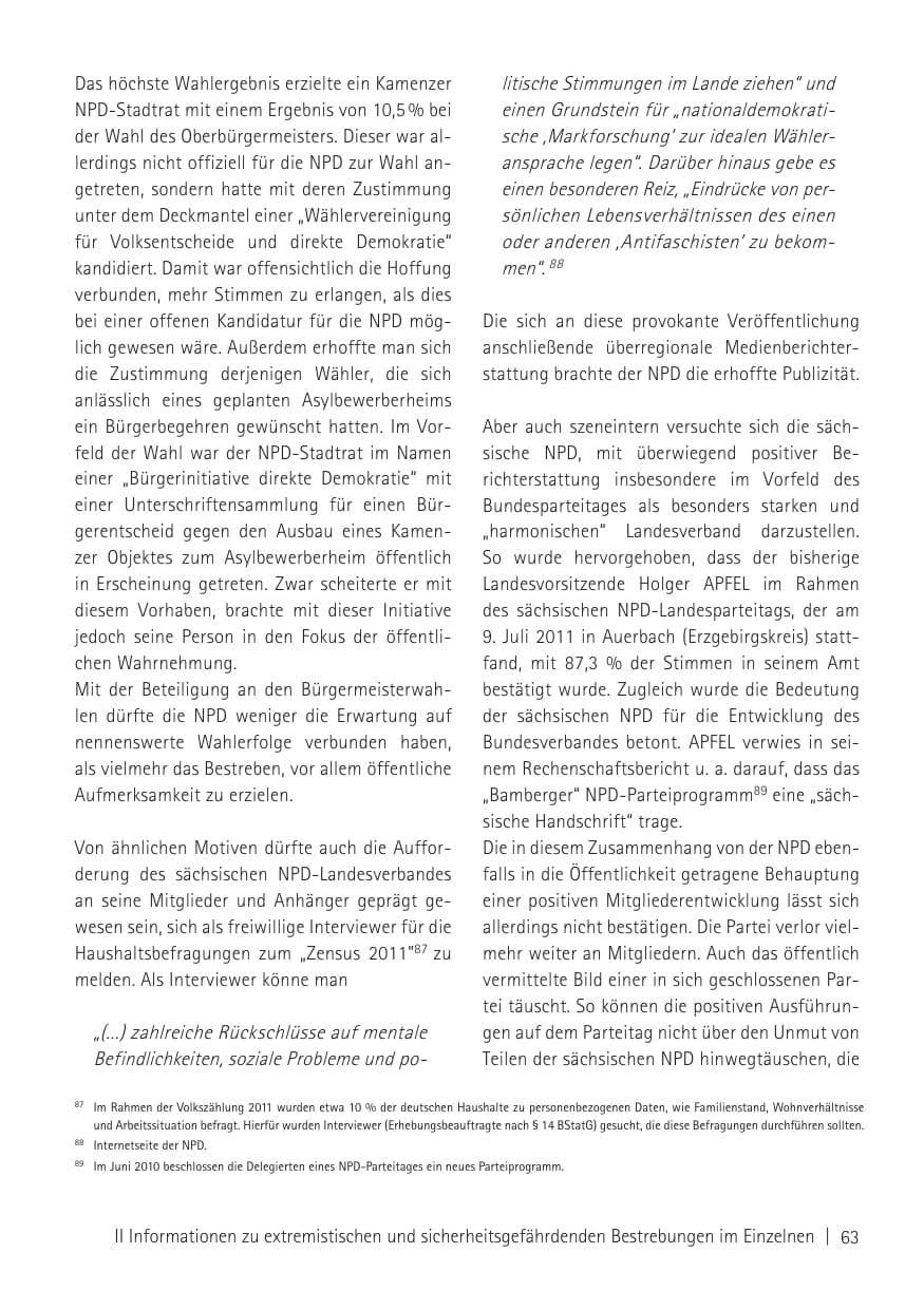 Seite 65 des Verfassungsschutzbericht 2011 Sachsen