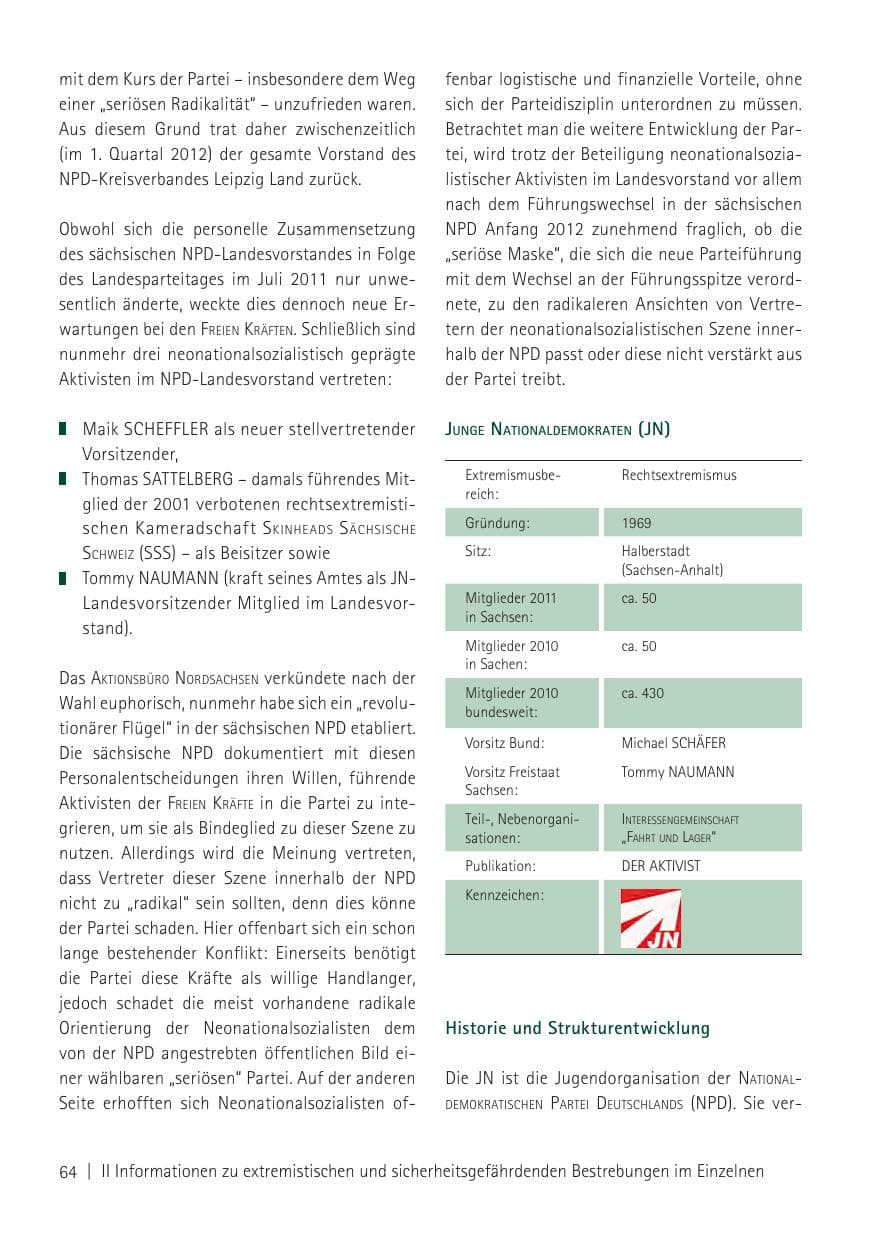 Seite 66 des Verfassungsschutzbericht 2011 Sachsen