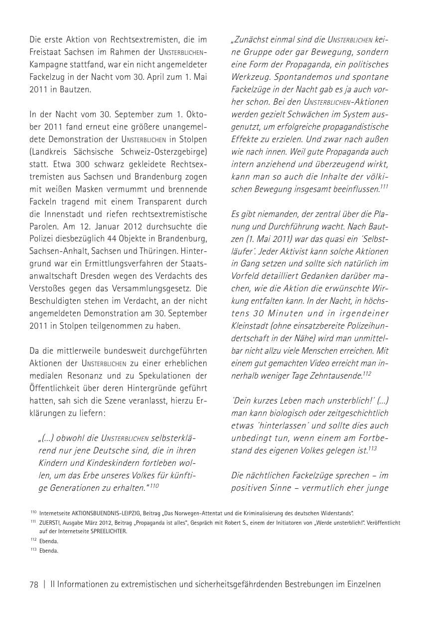 Seite 80 des Verfassungsschutzbericht 2011 Sachsen