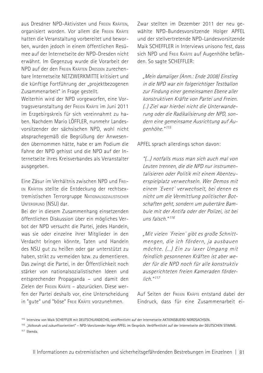 Seite 83 des Verfassungsschutzbericht 2011 Sachsen