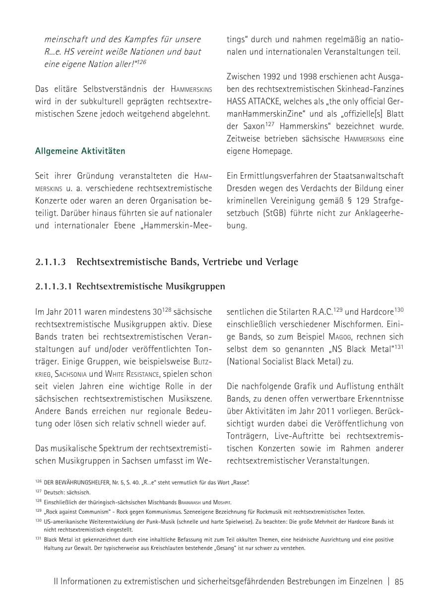 Seite 87 des Verfassungsschutzbericht 2011 Sachsen
