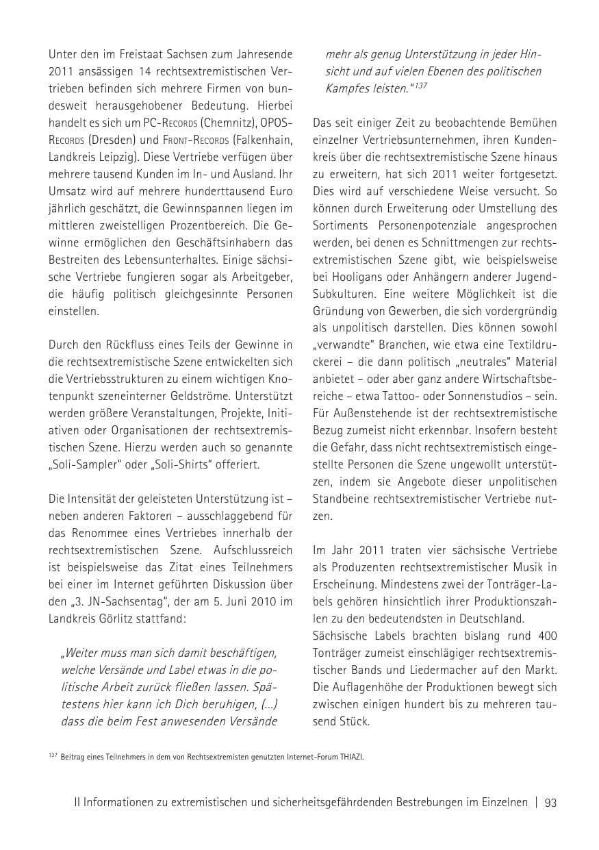 Seite 95 des Verfassungsschutzbericht 2011 Sachsen