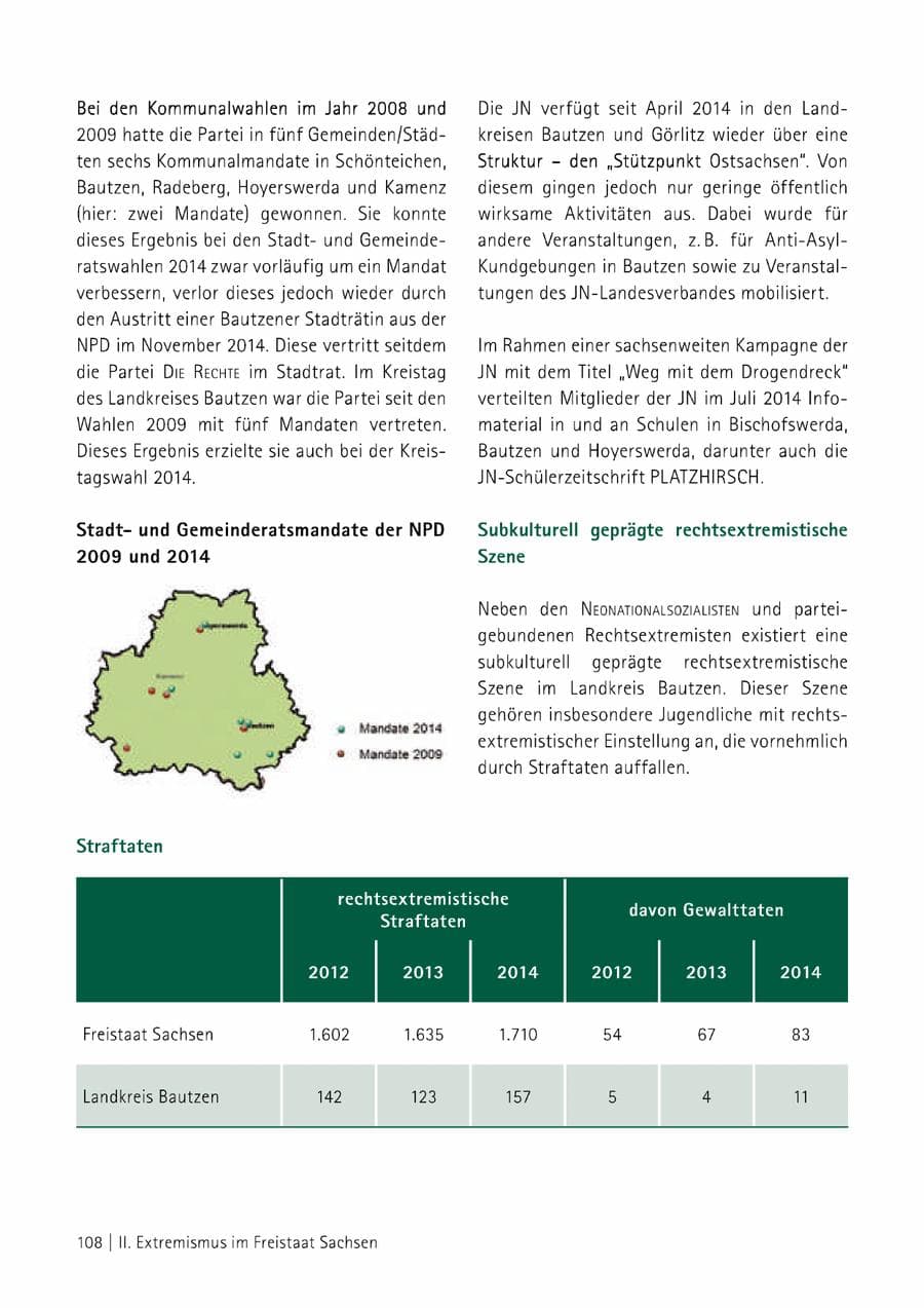 Seite 109 des Verfassungsschutzbericht 2014 Sachsen
