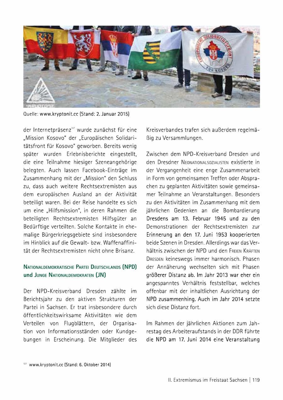 Seite 120 des Verfassungsschutzbericht 2014 Sachsen