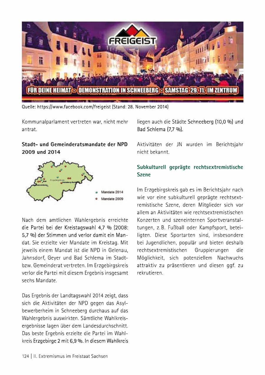 Seite 125 des Verfassungsschutzbericht 2014 Sachsen