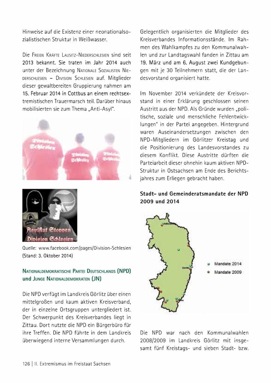 Seite 127 des Verfassungsschutzbericht 2014 Sachsen