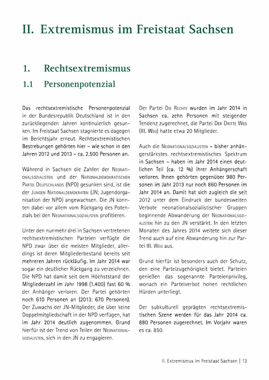 Seite 14 des Verfassungsschutzbericht 2014 Sachsen