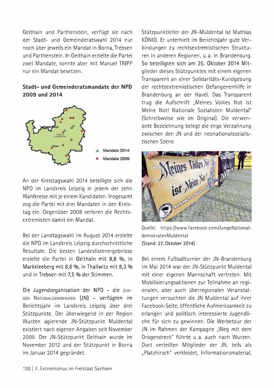 Seite 131 des Verfassungsschutzbericht 2014 Sachsen