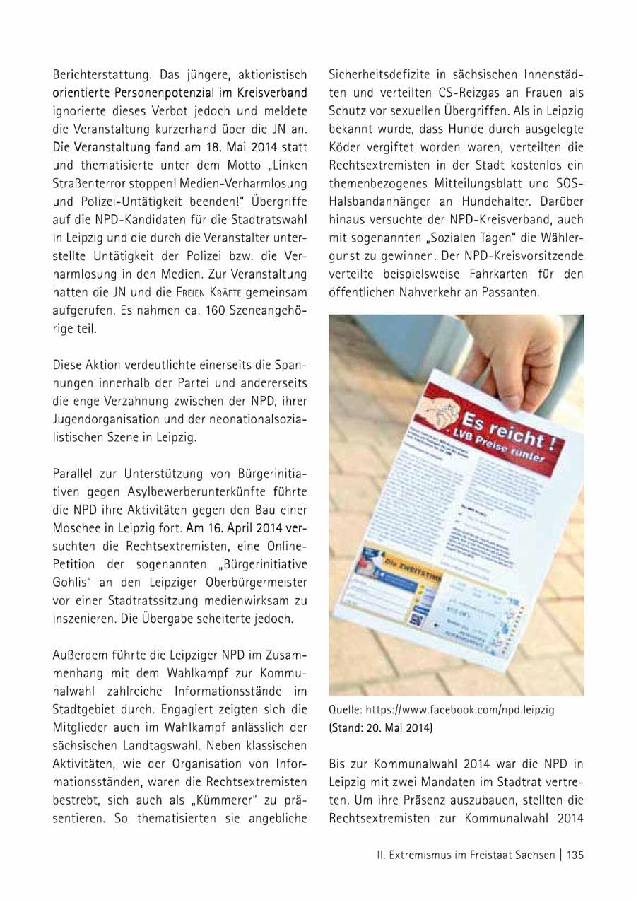 Seite 136 des Verfassungsschutzbericht 2014 Sachsen