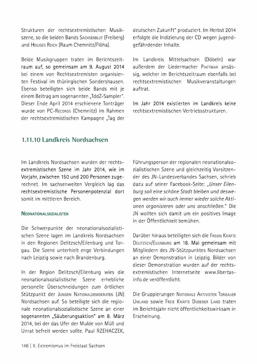 Seite 147 des Verfassungsschutzbericht 2014 Sachsen