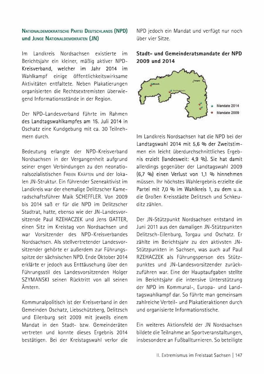 Seite 148 des Verfassungsschutzbericht 2014 Sachsen