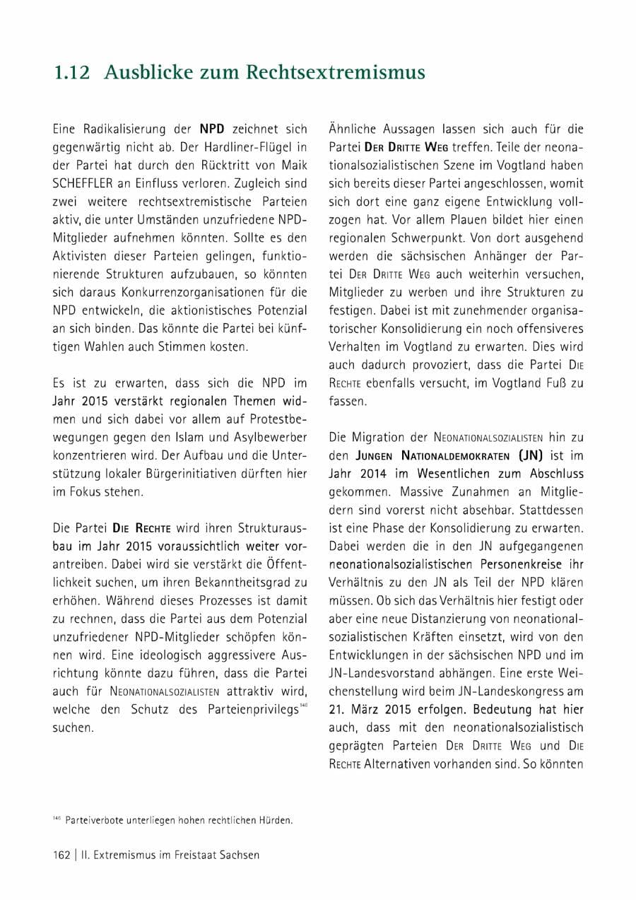 Seite 163 des Verfassungsschutzbericht 2014 Sachsen