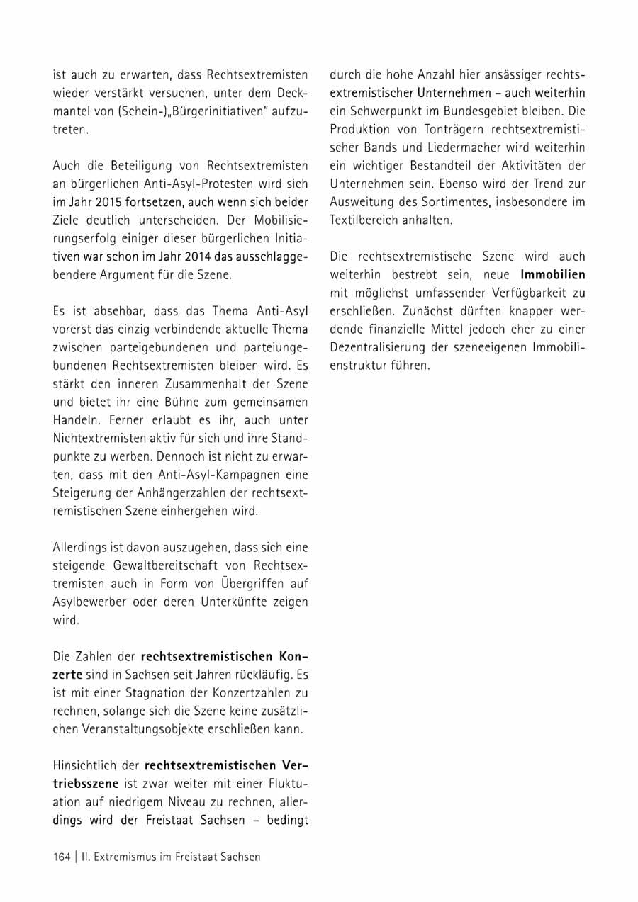 Seite 165 des Verfassungsschutzbericht 2014 Sachsen