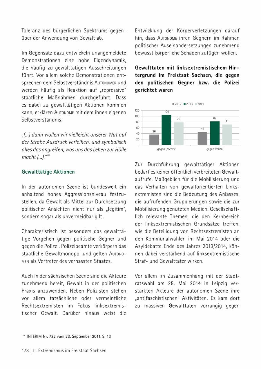 Seite 179 des Verfassungsschutzbericht 2014 Sachsen