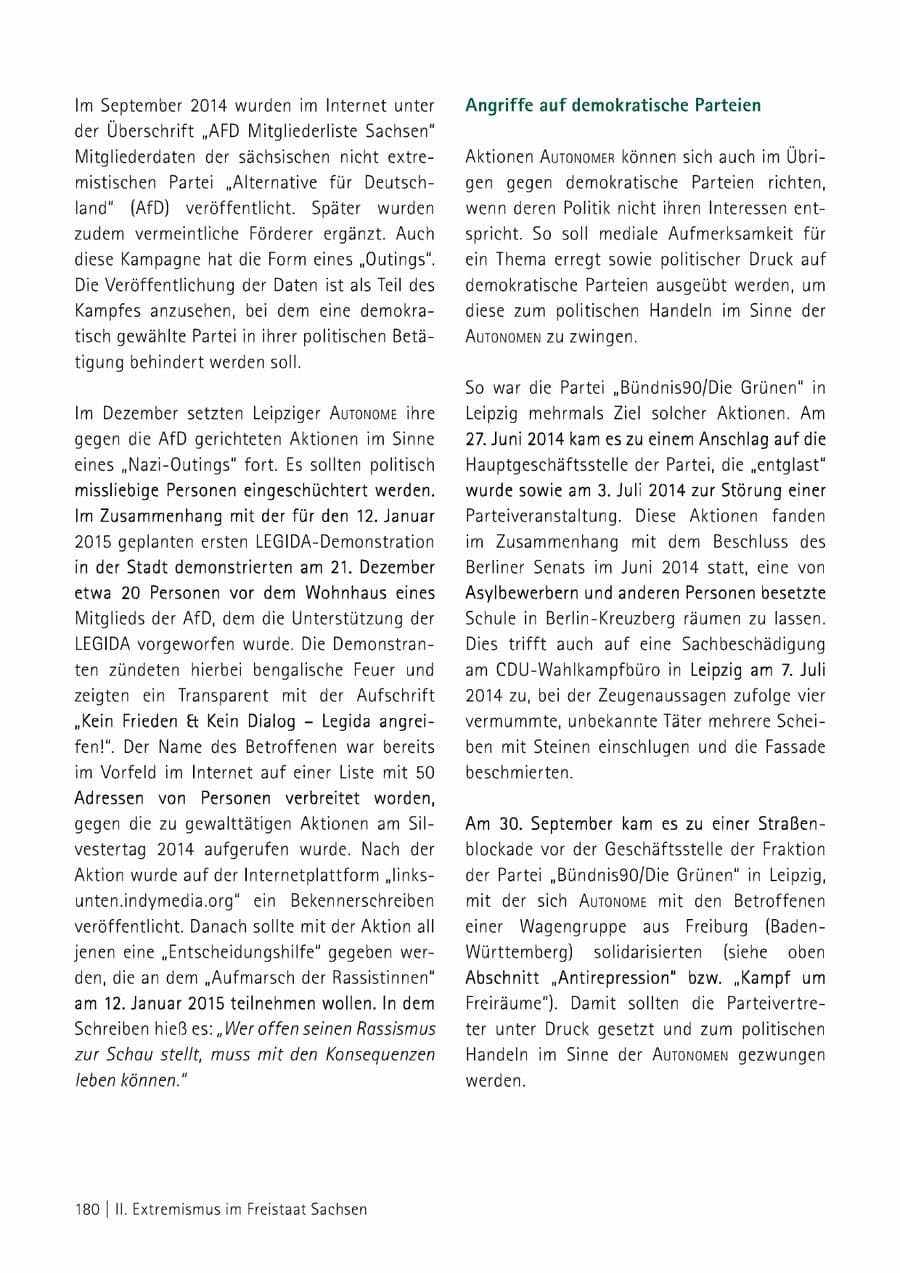 Seite 181 des Verfassungsschutzbericht 2014 Sachsen