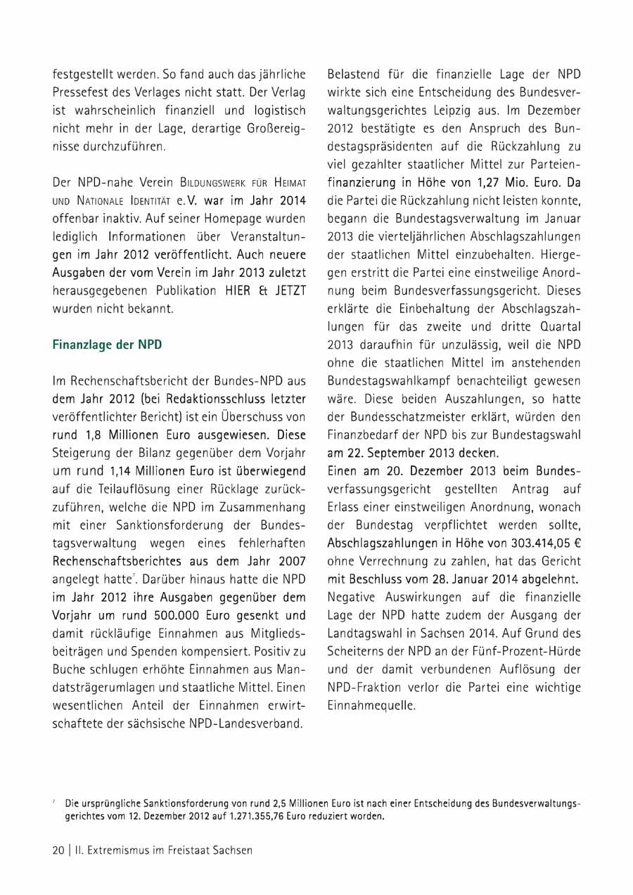 Seite 21 des Verfassungsschutzbericht 2014 Sachsen