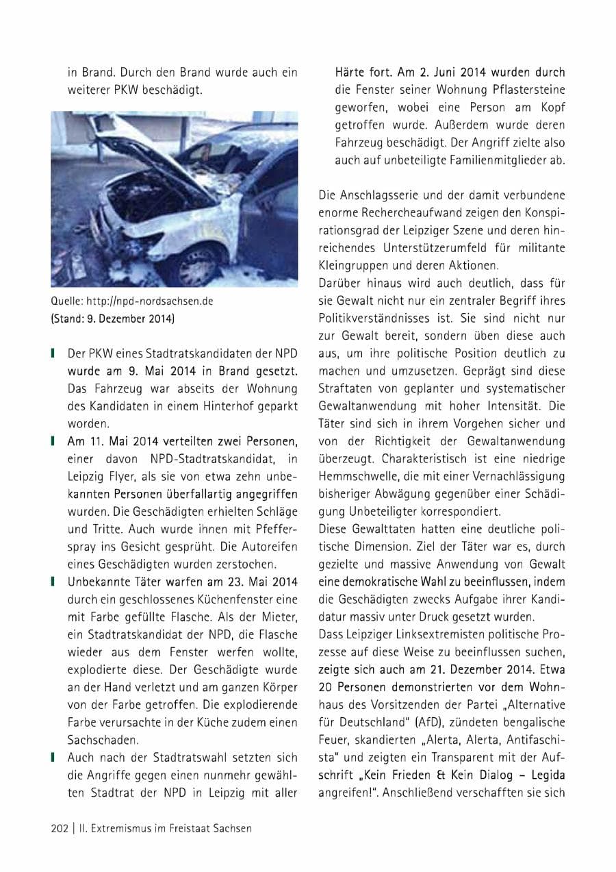 Seite 203 des Verfassungsschutzbericht 2014 Sachsen