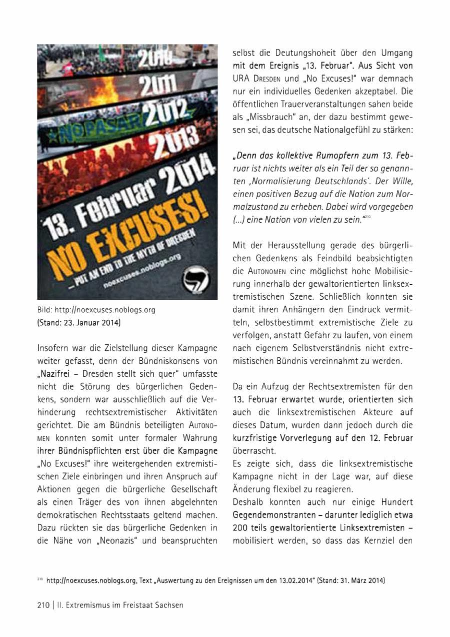 Seite 211 des Verfassungsschutzbericht 2014 Sachsen