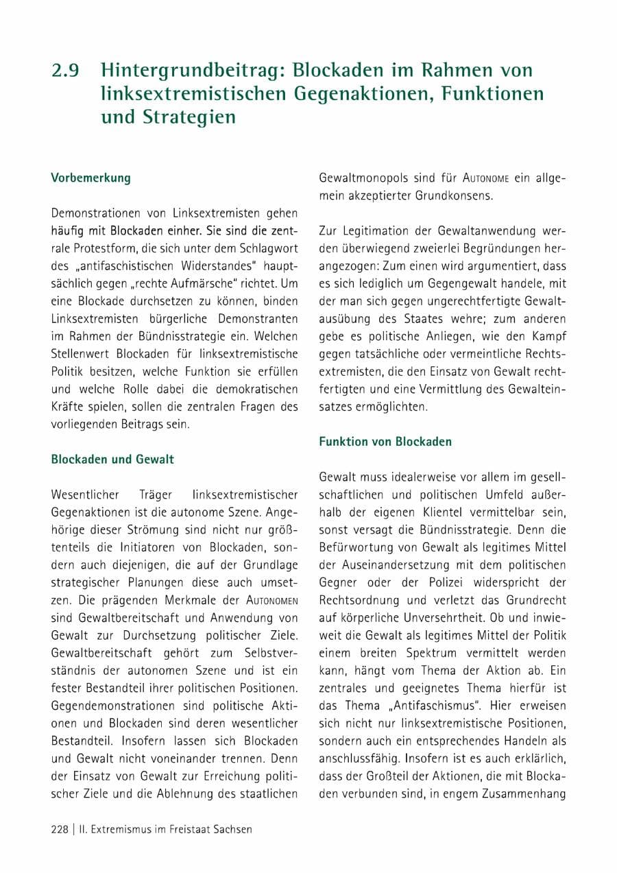 Seite 229 des Verfassungsschutzbericht 2014 Sachsen