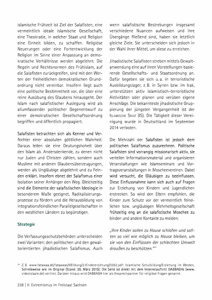 Seite 239 des Verfassungsschutzbericht 2014 Sachsen