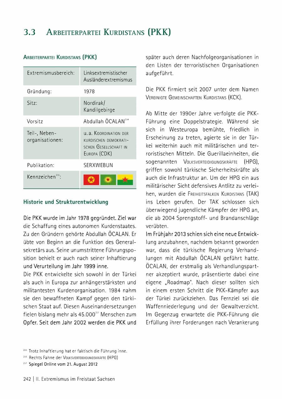 Seite 243 des Verfassungsschutzbericht 2014 Sachsen