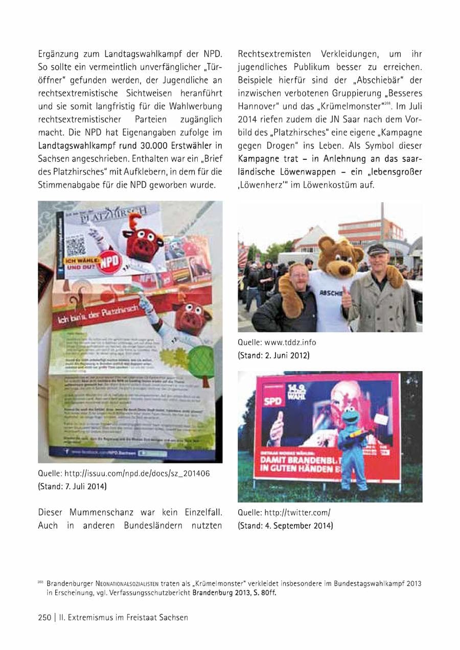 Seite 251 des Verfassungsschutzbericht 2014 Sachsen