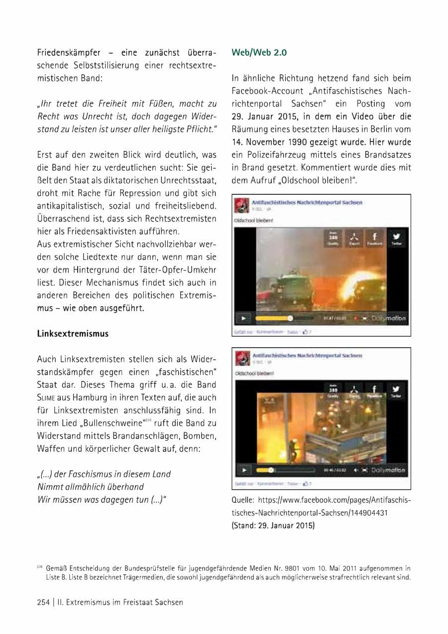 Seite 255 des Verfassungsschutzbericht 2014 Sachsen
