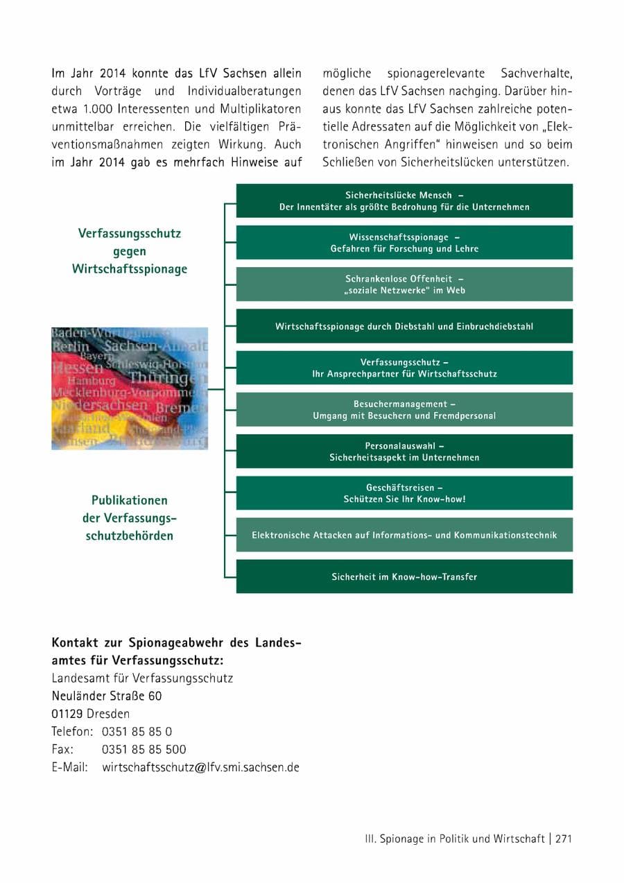 Seite 272 des Verfassungsschutzbericht 2014 Sachsen